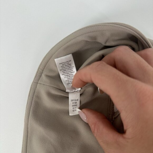 Athleta Exhale Mesh Capri Leggings Quail Beige White Mesh Cutouts Size Small - Picture 7 of 11